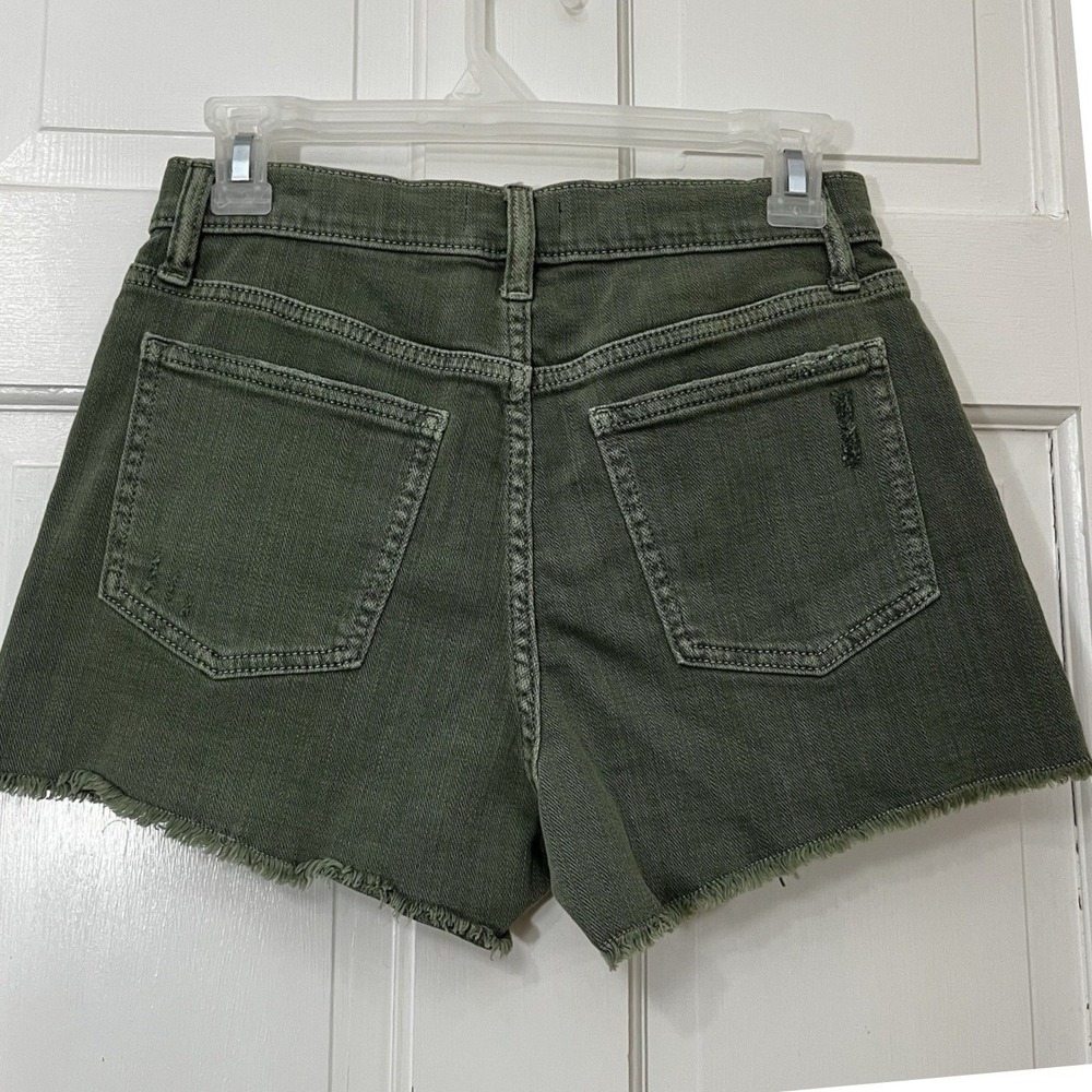 Pistola Winston High Rise Stretch Green Distressed Hey Shorts - Olive Size 26 - Picture 2 of 5